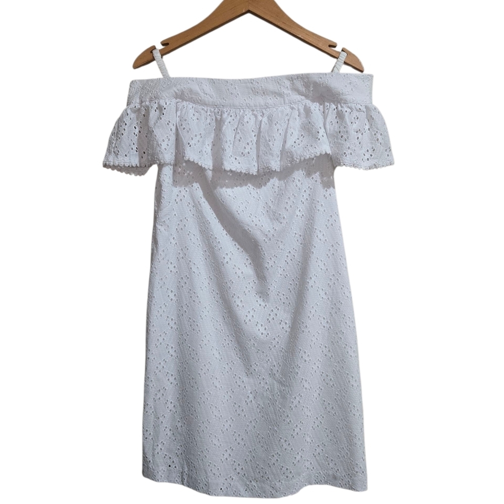 Calvin Klein Women's Size 6 Dress. Elegant White Off-Shoulder Dress. Lace